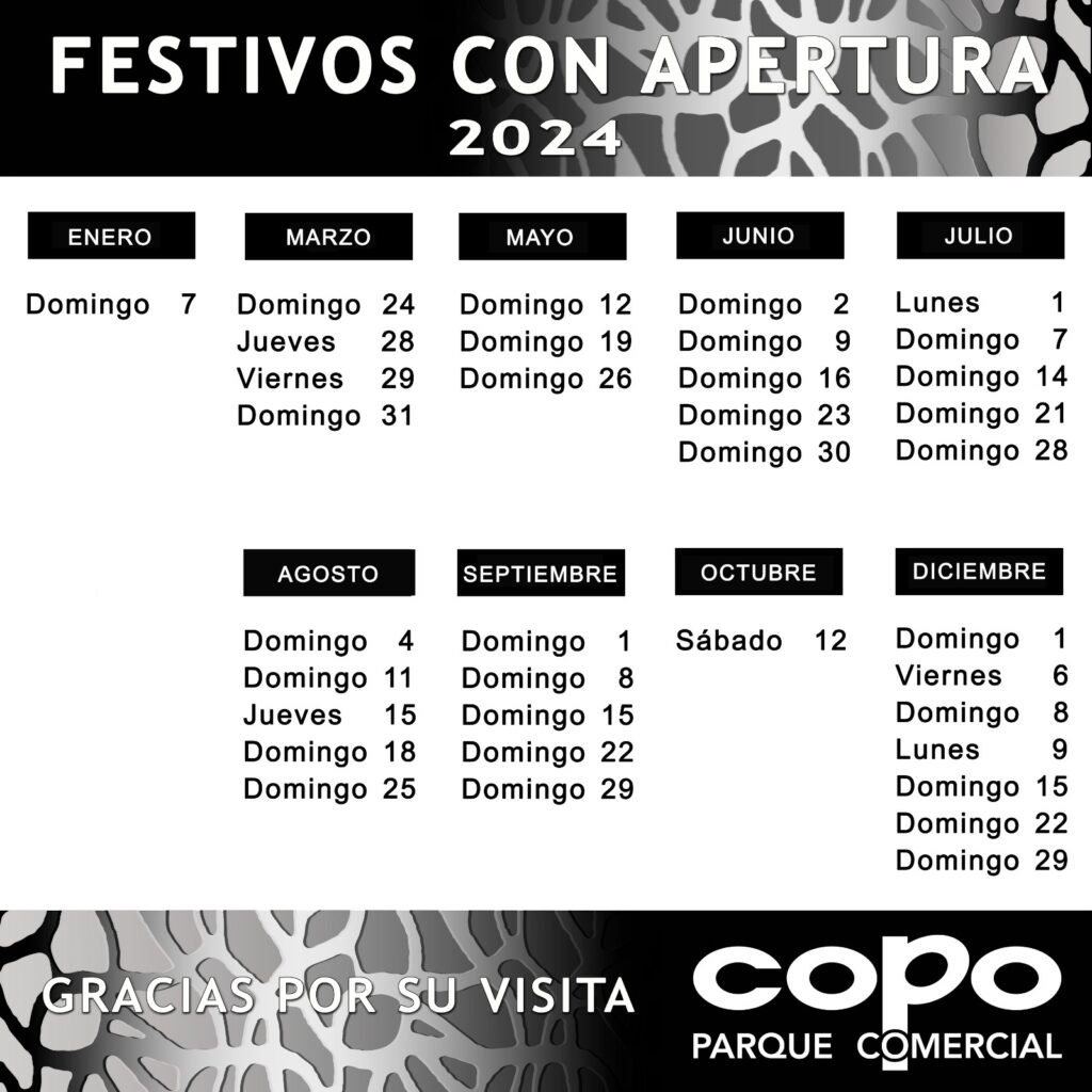 Festivos de 2024 Copo el Ejido